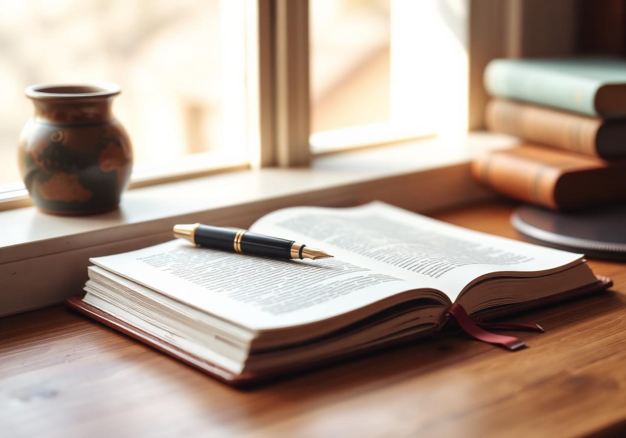Open journal with pen